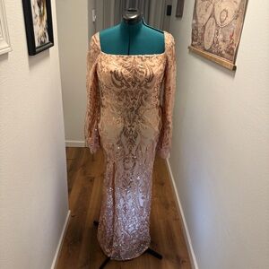 Elegant Peach Sequin Gown